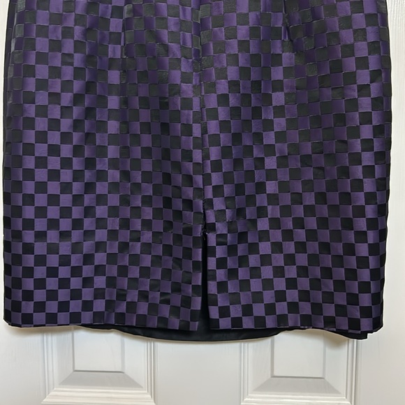 Vintage Purple and Black Checkerboard Square Neck Dress - Picture 4 of 6